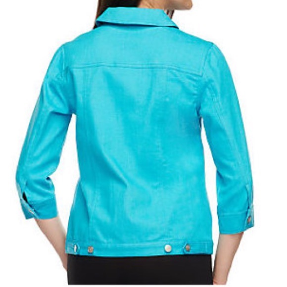 Denim & Co. 3/4 sleeve colored denim Jean jacket - Picture 9 of 10